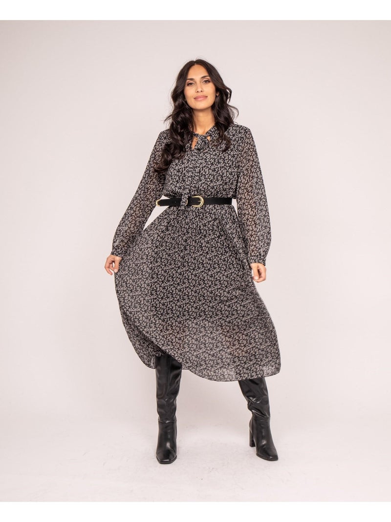 Vestido largo estampado IFLOR Negro - Kiabi