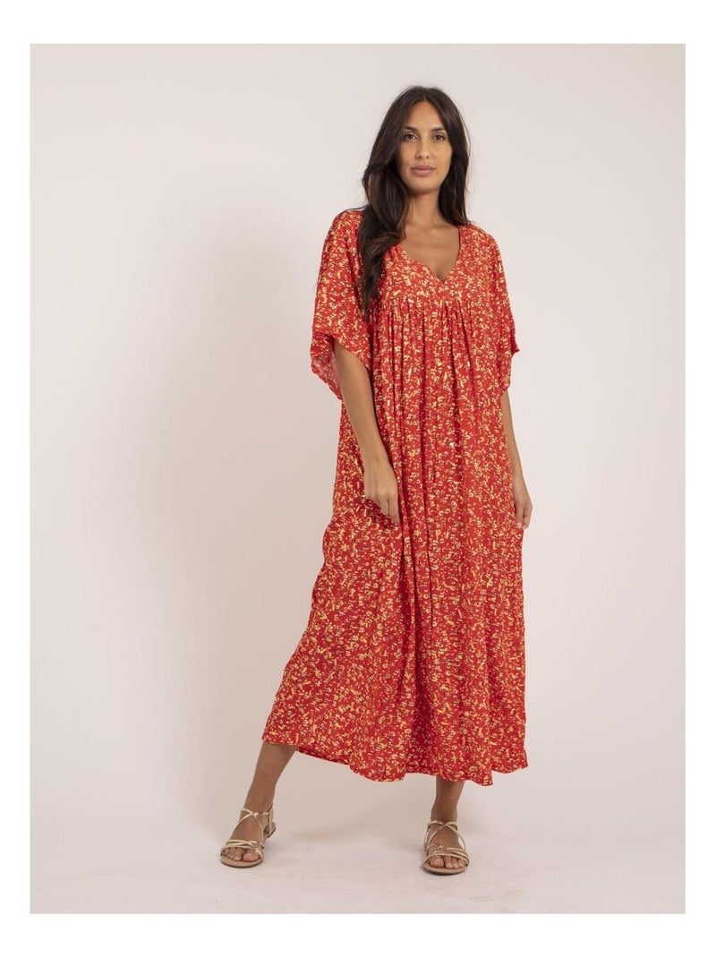 Vestido largo estampado IVRY Rojo - Kiabi