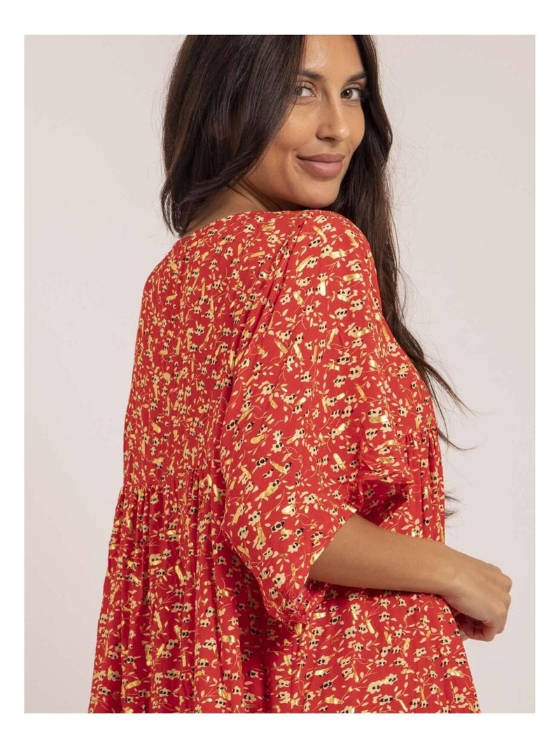 Vestido largo estampado IVRY Rojo - Kiabi
