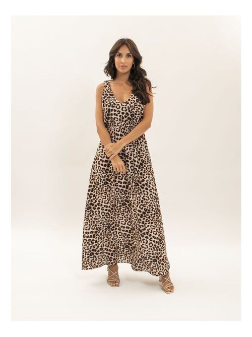Vestido largo estampado leopardo ISSIMA - Kiabi Vestido largo estampado leopardo ISSIMA - Kiabi