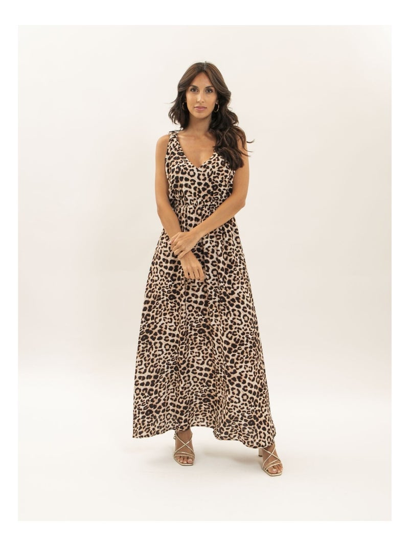 Vestido largo estampado leopardo ISSIMA Marrón - Kiabi