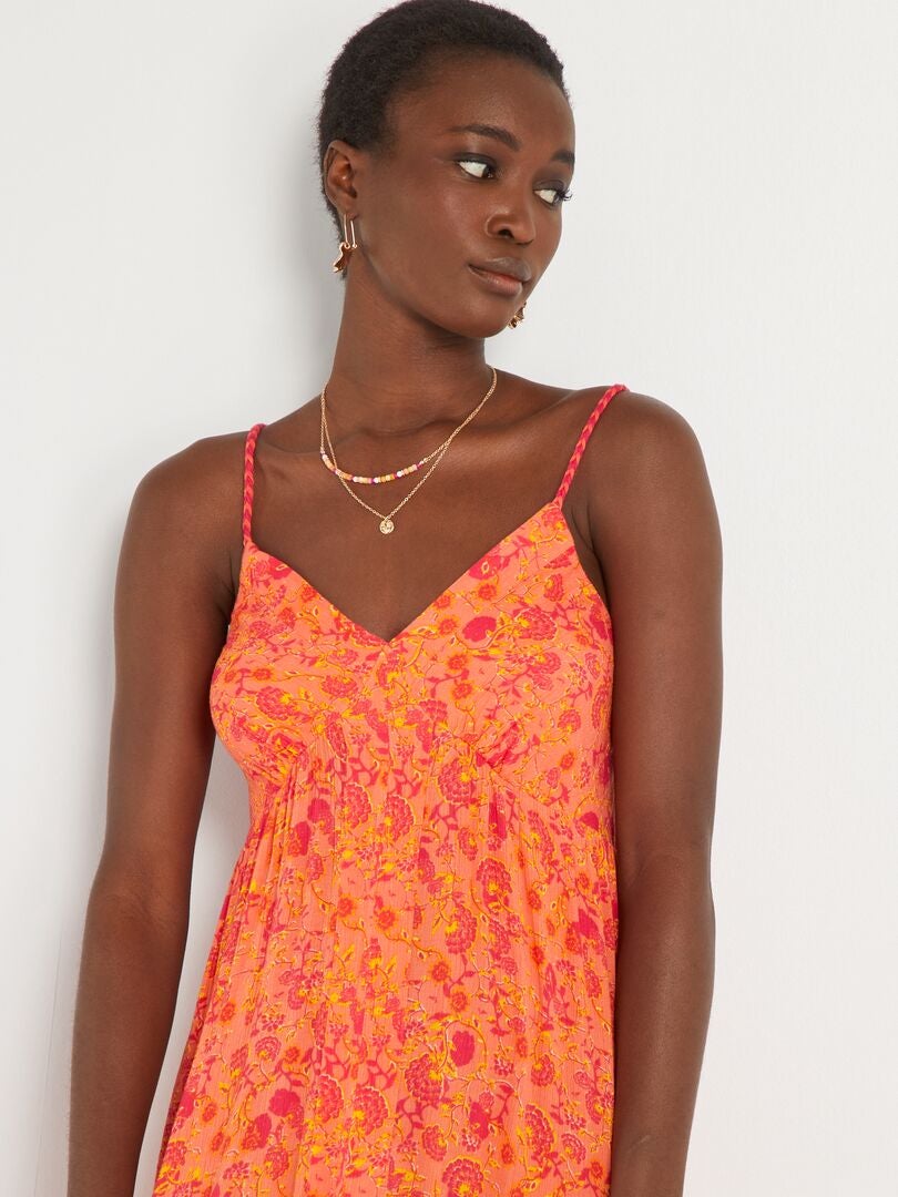 Vestido largo estampado NARANJA - Kiabi