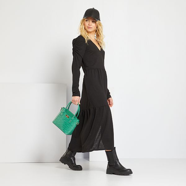 Vestido Largo Con Estampado Negro Con Otro Color | Vestidos Bcbg Mujer -  FASTECHINDIA