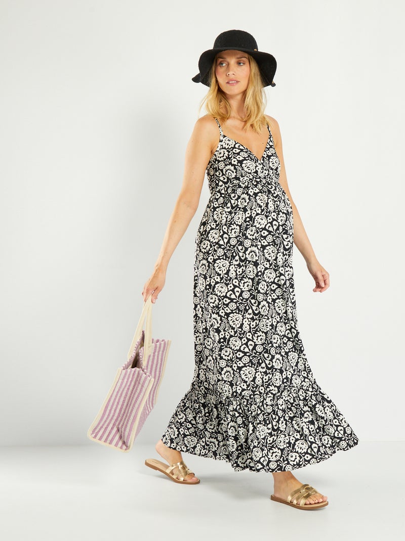 Vestido largo estampado premamá NEGRO - Kiabi
