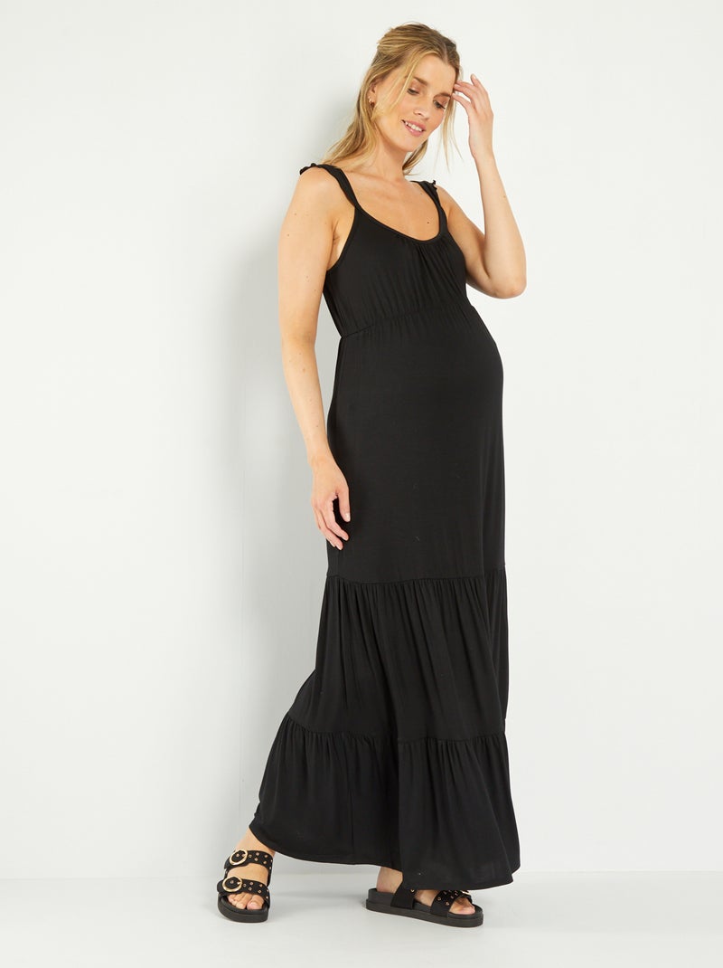 Vestido largo estampado premamá Negro - Kiabi