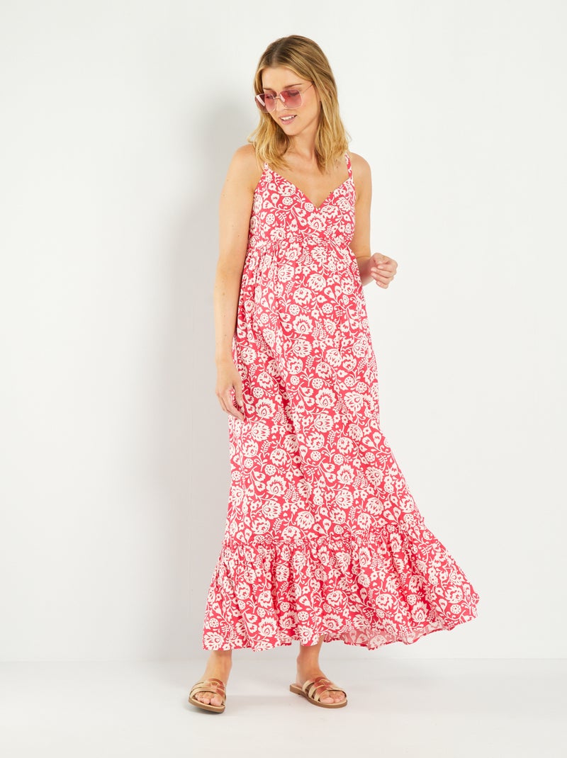 Vestido largo estampado premamá ROSA - Kiabi