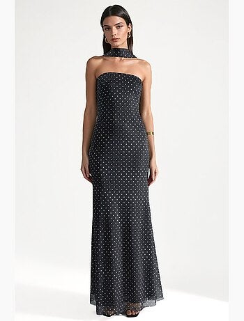 Vestido largo estampado sin tirantes hiccup