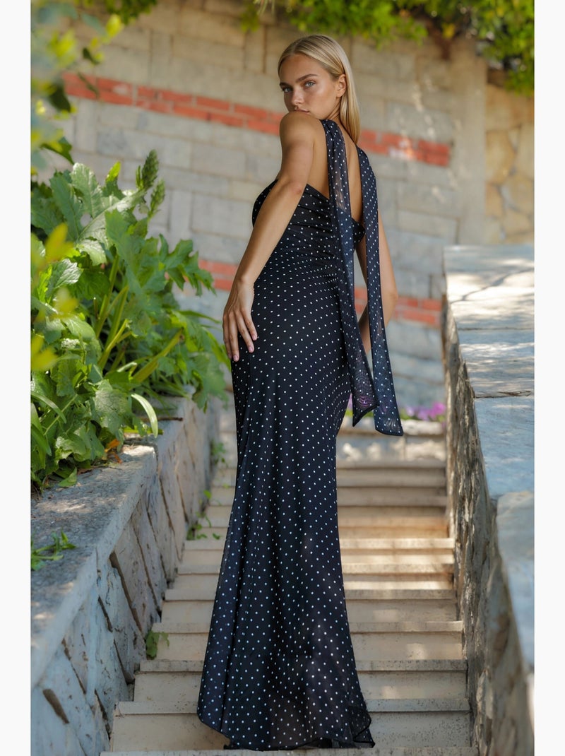 Vestido largo estampado sin tirantes hiccup Negro Blanco - Kiabi