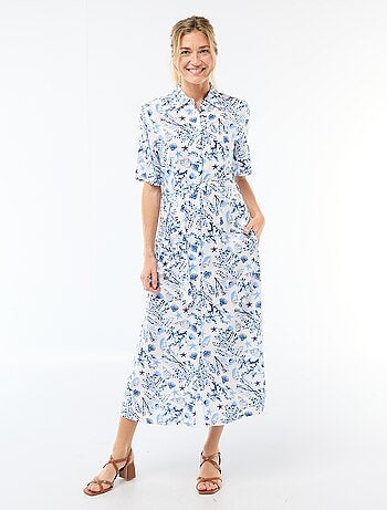 Vestido largo estilo camisa con cinturón para anudar