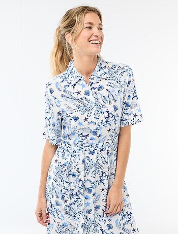 Vestido largo estilo camisa con cinturón para anudar