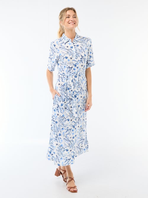 Vestido largo estilo camisa con cinturón para anudar - Kiabi