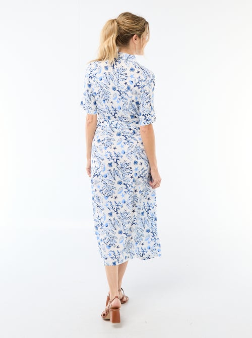 Vestido largo estilo camisa con cinturón para anudar - Kiabi