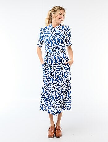 Vestido largo estilo camisa con cinturón para anudar