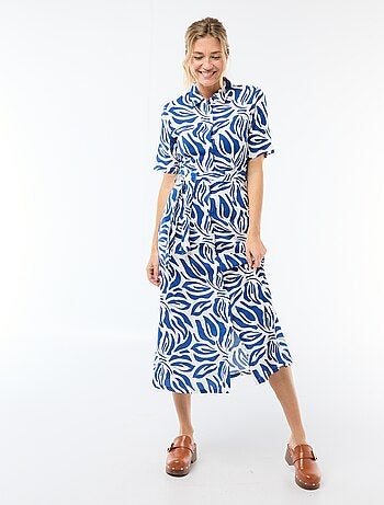 Vestido largo estilo camisa con cinturón para anudar