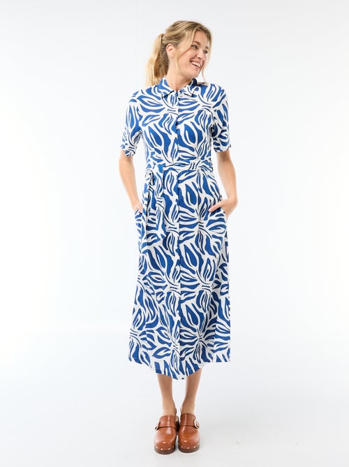Vestido largo estilo camisa con cinturón para anudar - Kiabi