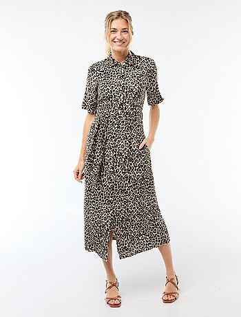 Vestido largo estilo camisa con cinturón para anudar