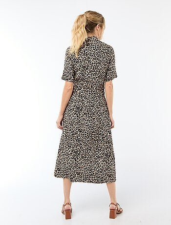 Vestido largo estilo camisa con cinturón para anudar