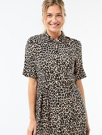 Vestido largo estilo camisa con cinturón para anudar