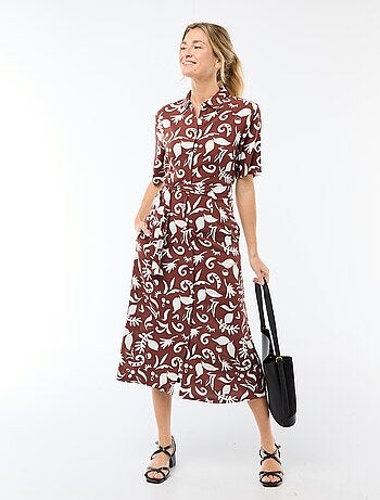 Vestido largo estilo camisa con cinturón para anudar