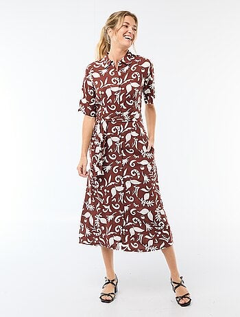 Vestido largo estilo camisa con cinturón para anudar