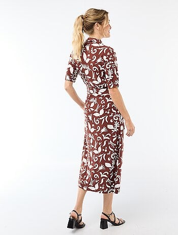 Vestido largo estilo camisa con cinturón para anudar