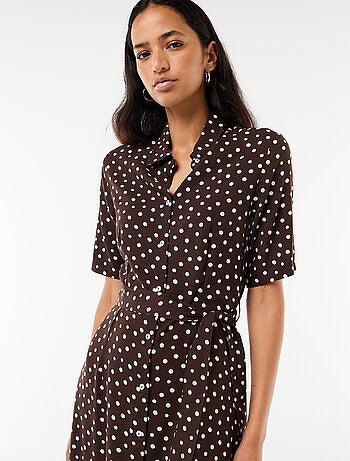 Vestido largo estilo camisa con cinturón para anudar