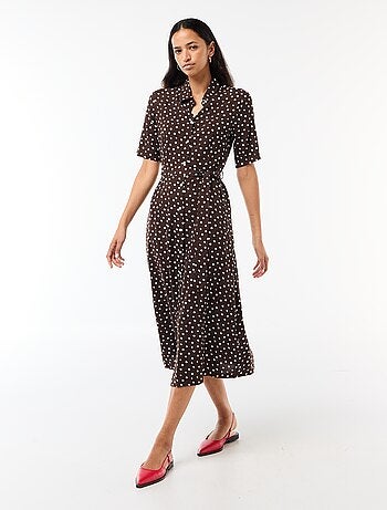 Vestido largo estilo camisa con cinturón para anudar