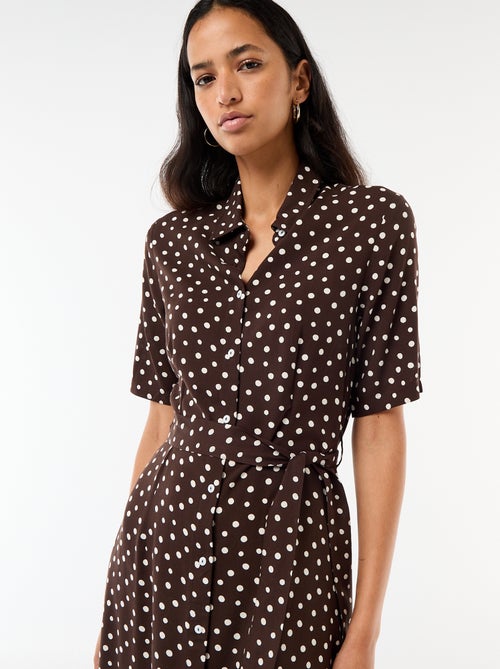 Vestido largo estilo camisa con cinturón para anudar - Kiabi