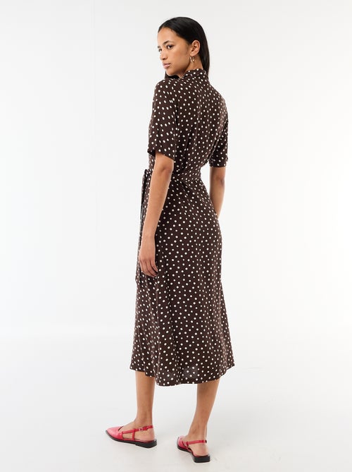 Vestido largo estilo camisa con cinturón para anudar - Kiabi