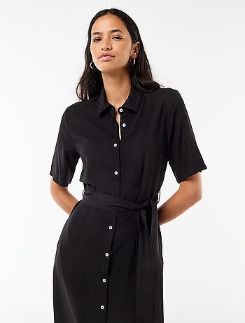 Vestido largo estilo camisa con cinturón para anudar