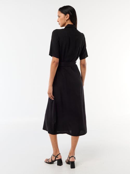 Vestido largo estilo camisa con cinturón para anudar - Kiabi