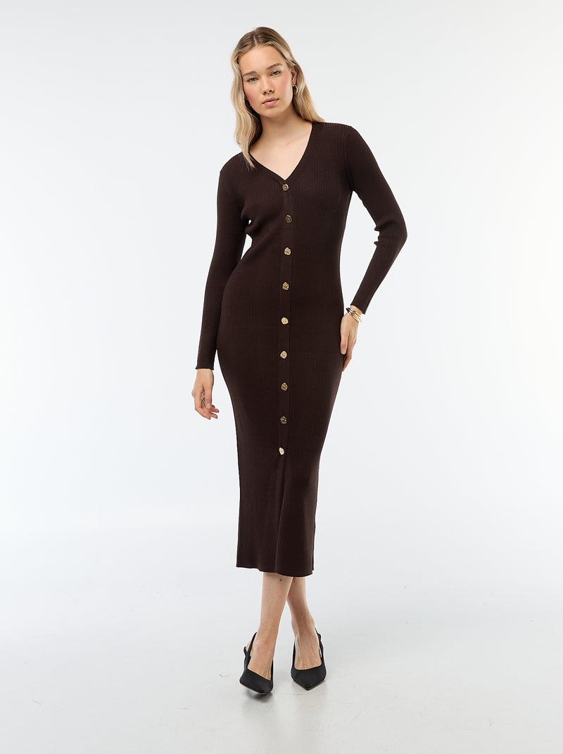 Vestido largo estilo chaleco Marron - Kiabi