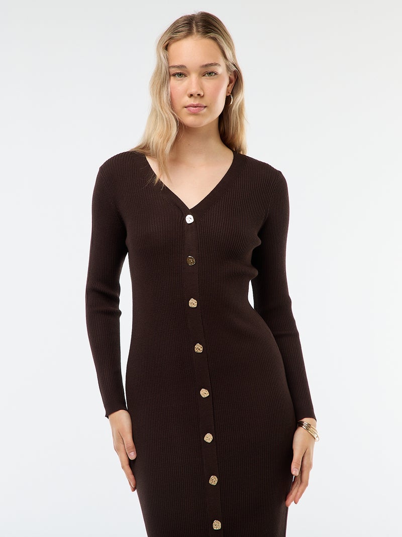 Vestido largo estilo chaleco Marron - Kiabi