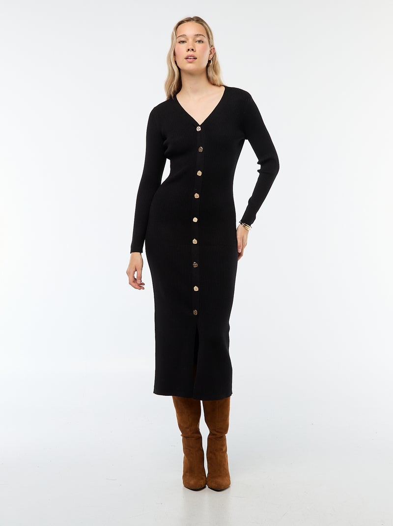 Vestido largo estilo chaleco Negro - Kiabi