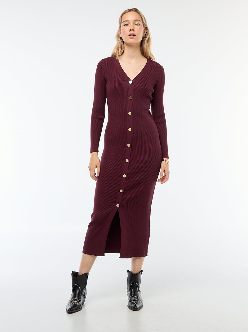 Vestido largo estilo chaleco Rojo - Kiabi