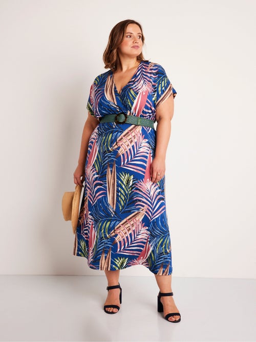 Vestido largo evasé estampado tropical - Afibel - Kiabi