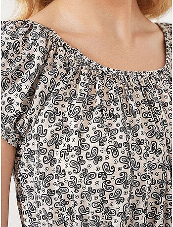 Vestido largo floral con forma de a y detalles elásticos bdart