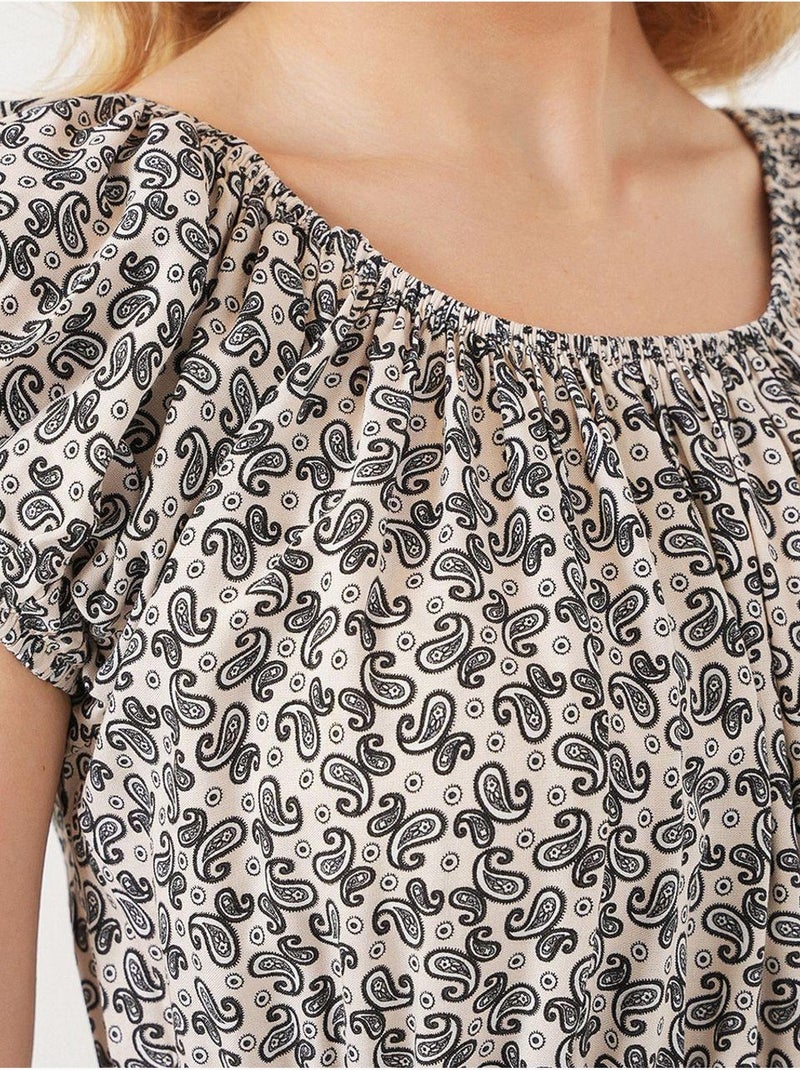 Vestido largo floral con forma de a y detalles elásticos bdart Negro - Kiabi