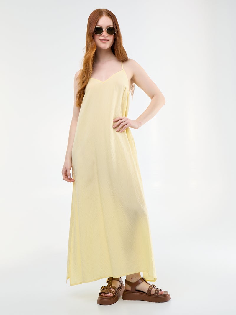 Vestido largo fluido Amarillo - Kiabi