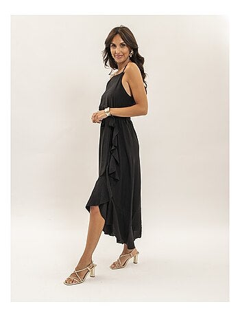 Vestido largo fluido con volantes INIVA