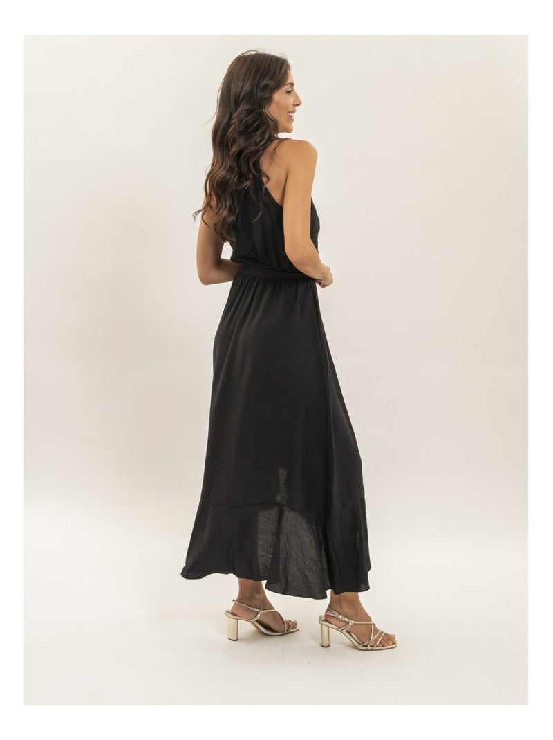 Vestido largo fluido con volantes INIVA Negro - Kiabi