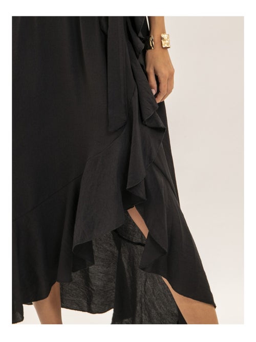 Vestido largo fluido con volantes INIVA - Kiabi