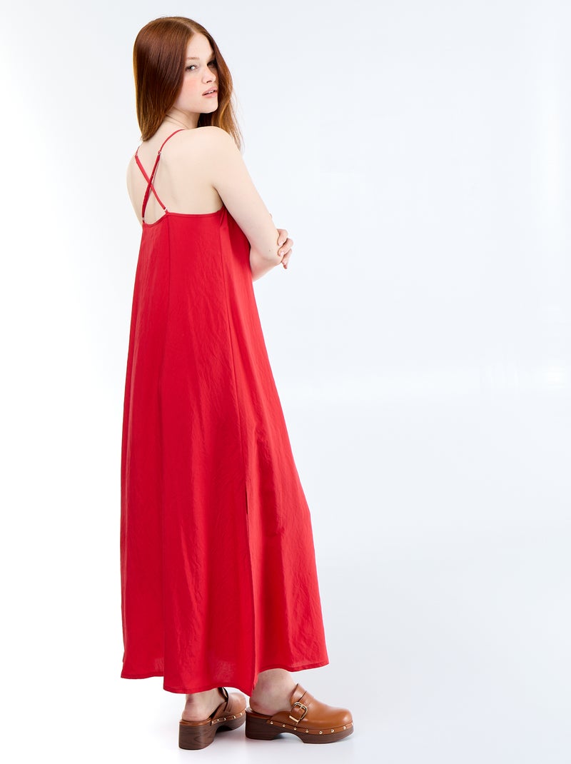 Vestido largo fluido Rojo - Kiabi