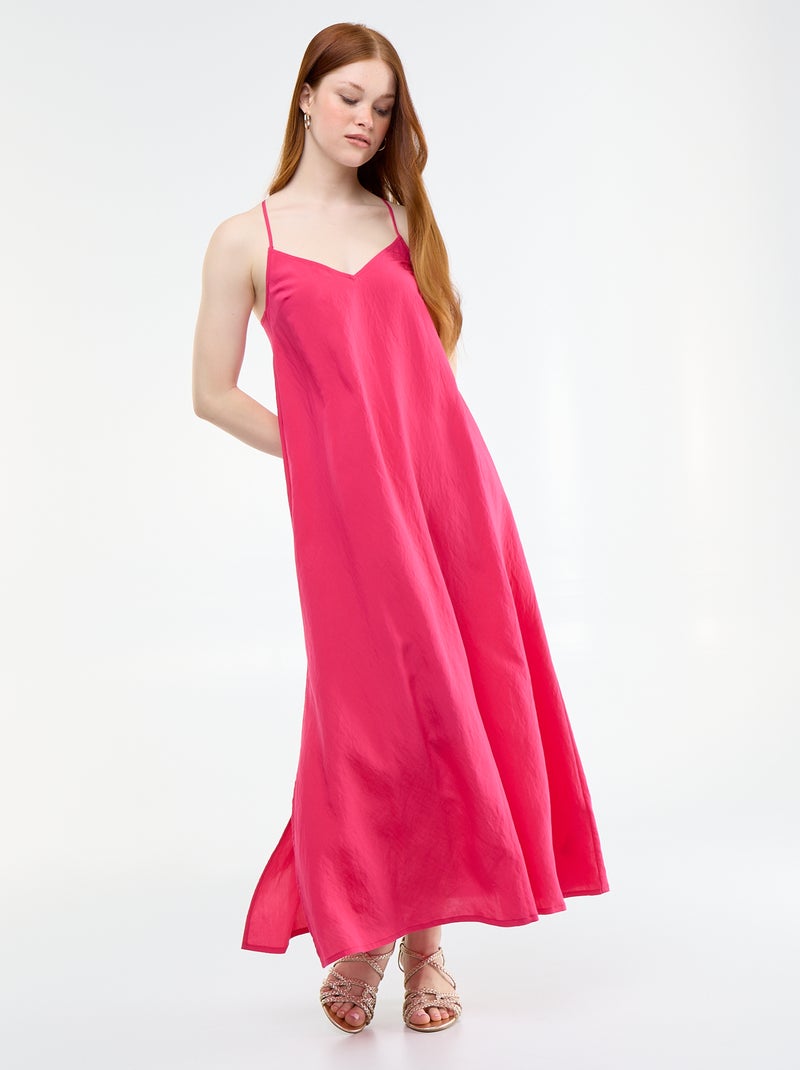 Vestido largo fluido Rosa - Kiabi