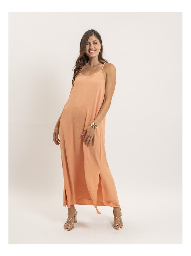 Vestido largo IGGY Naranja coral - Kiabi
