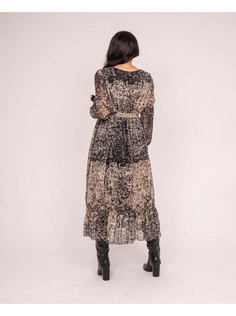 Vestido largo imprime IVIK Beige - Kiabi