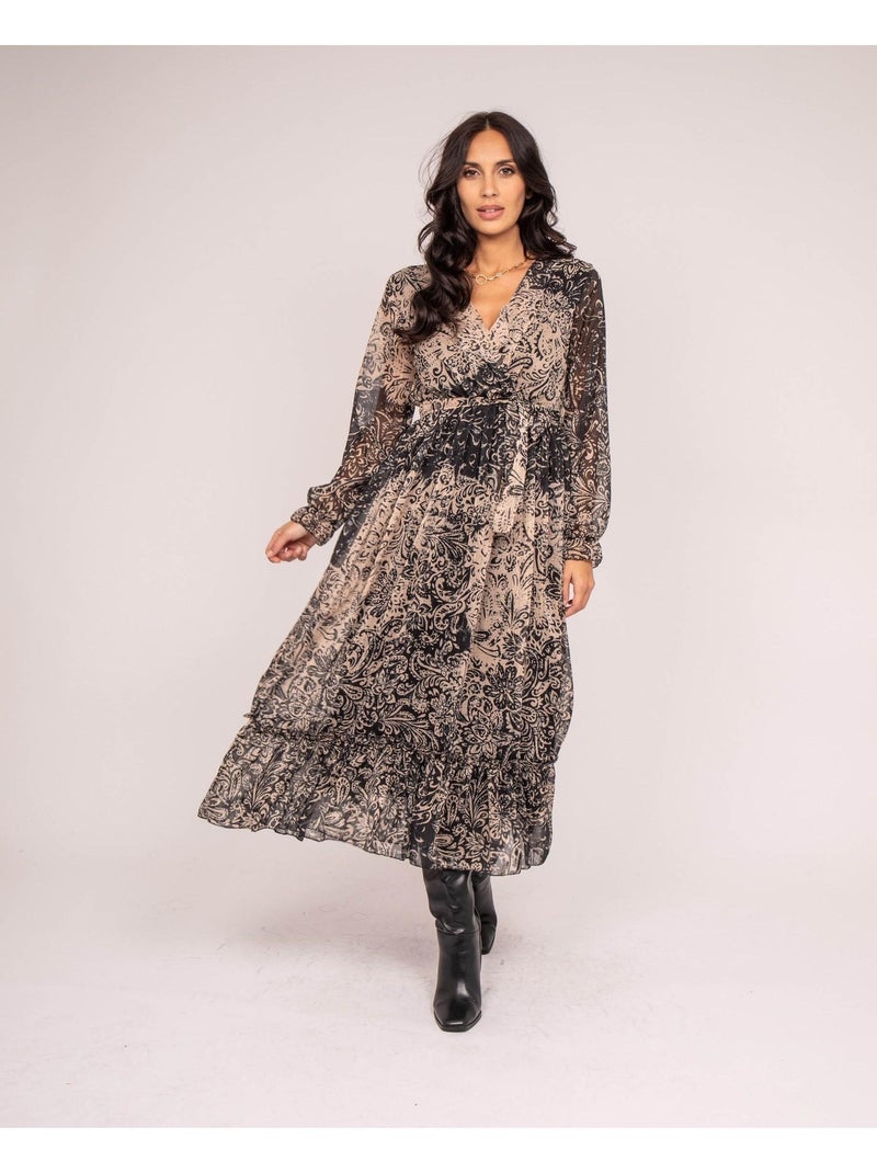 Vestido largo imprime IVIK Beige - Kiabi