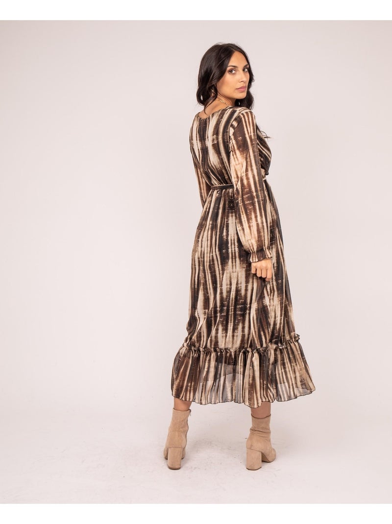 Vestido largo imprime IZAN Beige - Kiabi