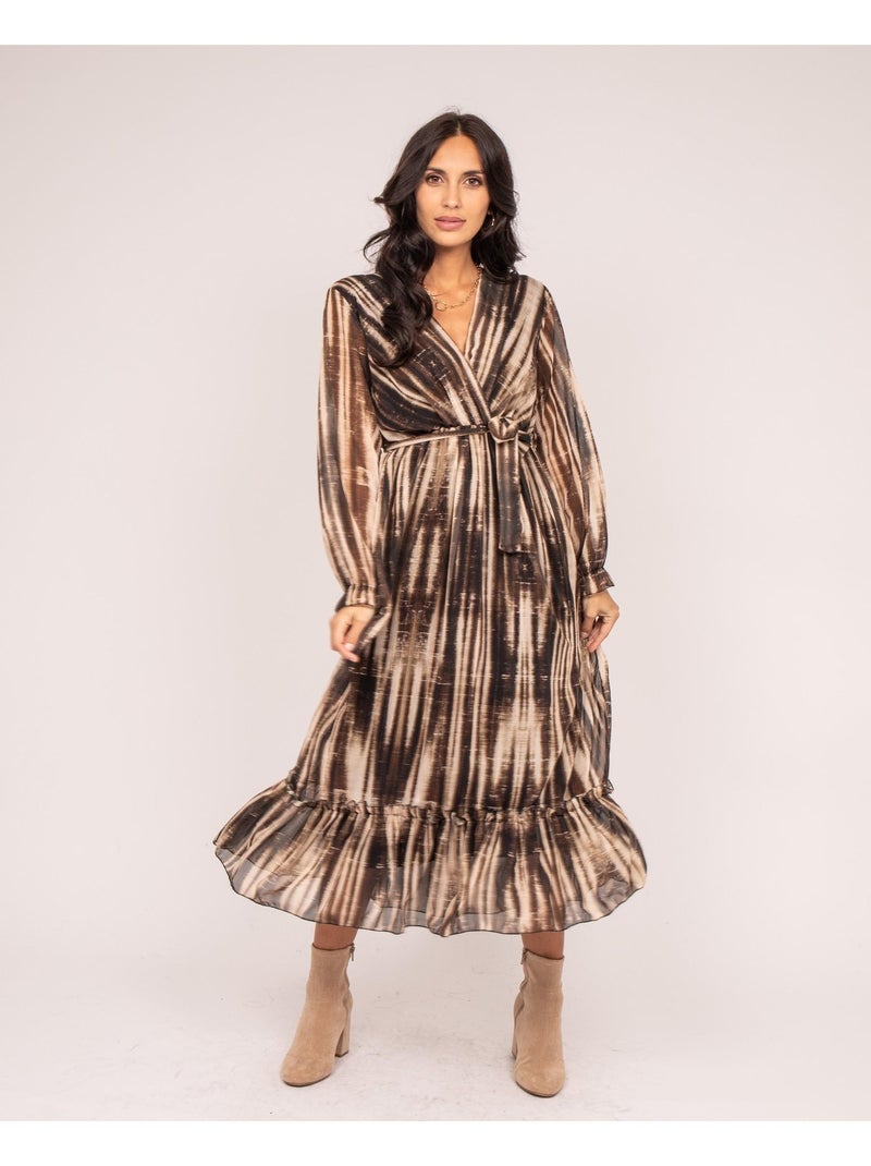 Vestido largo imprime IZAN Beige - Kiabi