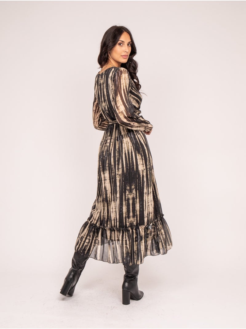 Vestido largo imprime IZAN Caqui - Kiabi